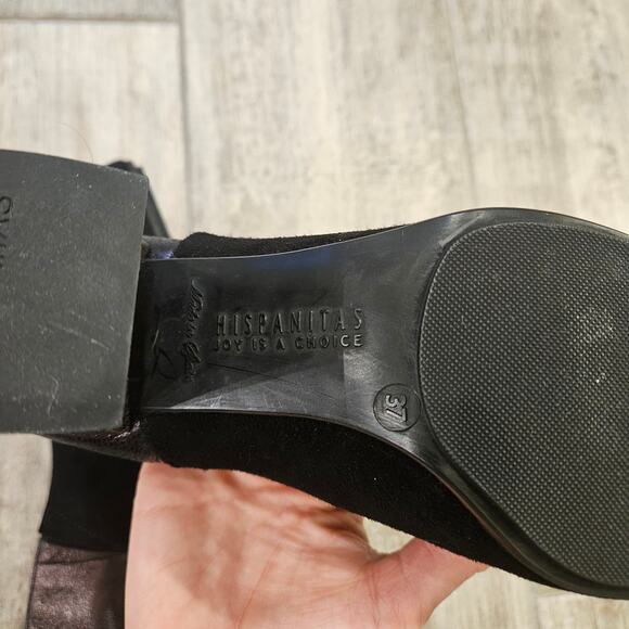 Hispanitas Booties Women Size 37 US 6.5-7 Gillian Pump Boot Black/Copper Leather - Picture 12 of 13